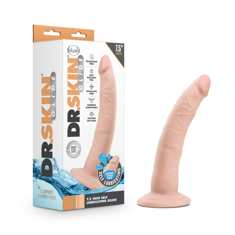 Blush Novelties Dr Skin Glide Self Lubricating Dildo 7.5 Inch Blush Novelties