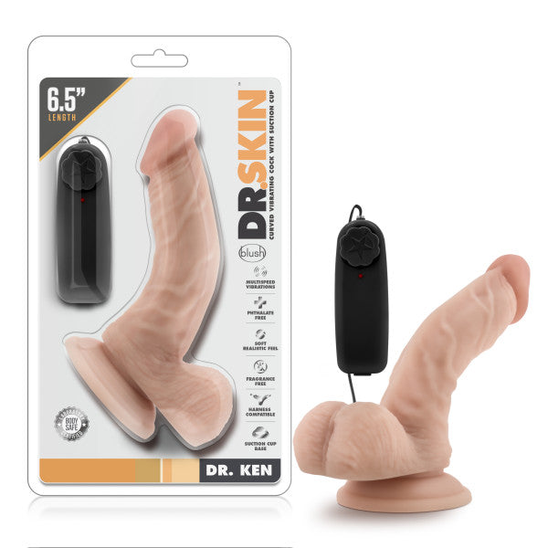 Blush Novelties Dr Skin Dr Ken Vibrating Dong 6.5 Inch Flesh Blush Novelties