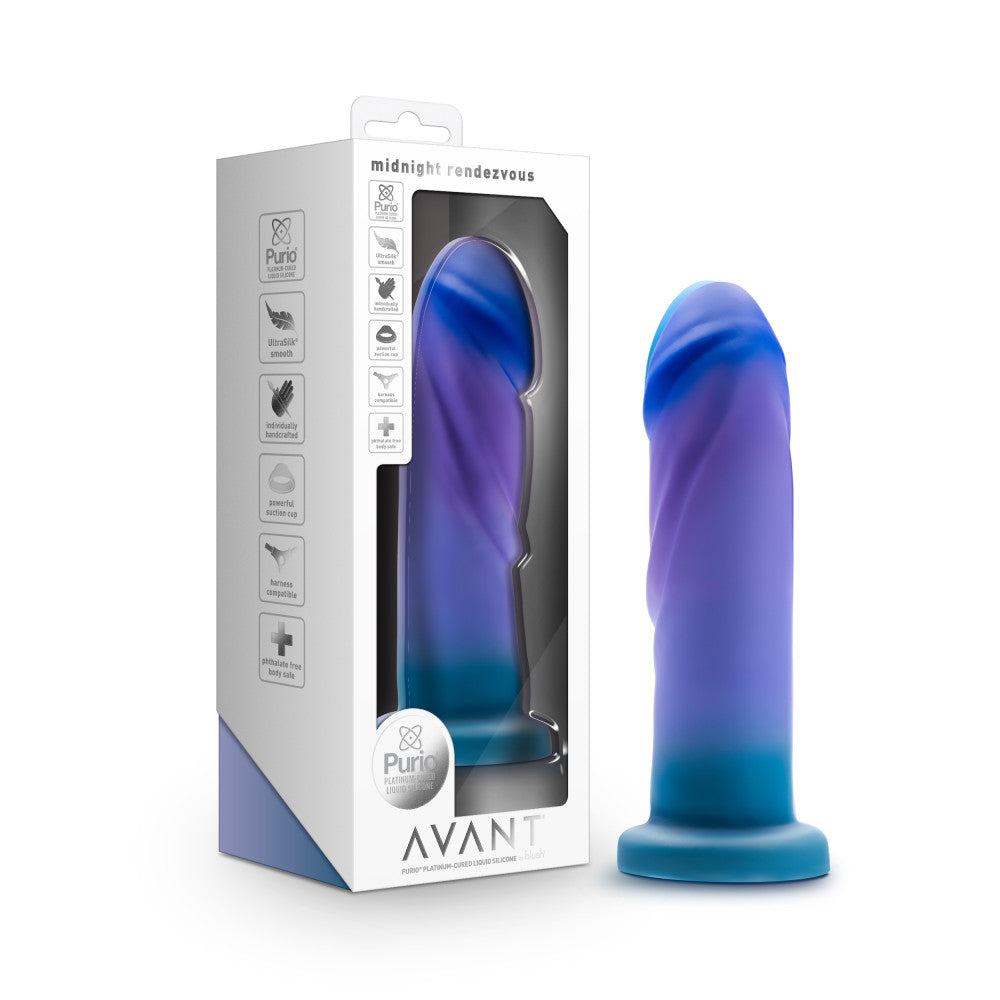 Blush Novelties Avant Midnight Rendezvous Dildo 19cm Ocean Blue Blush Novelties Main image