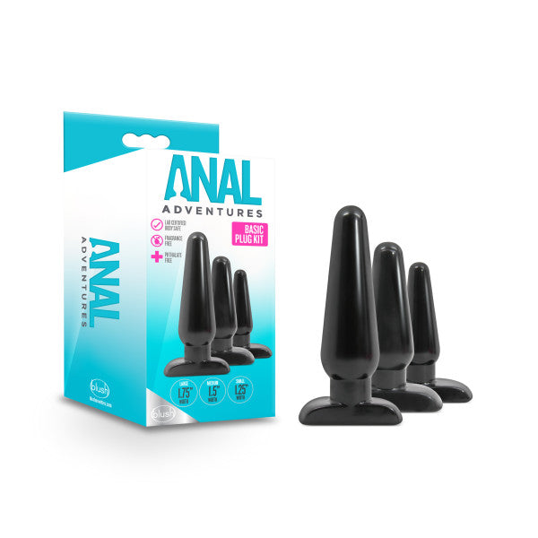 Anal Adventures Basic Butt Plug Kit Set Of 3 Sizes Blush Novelties Main image