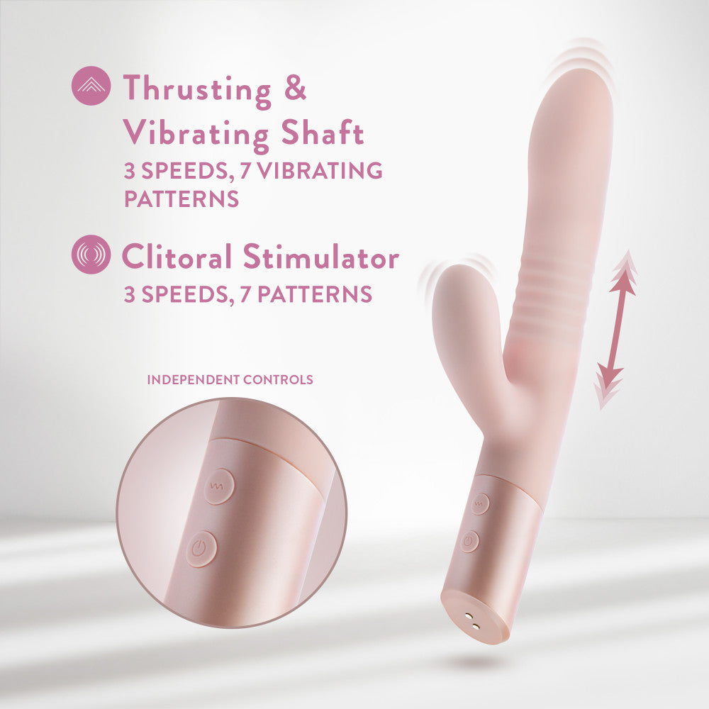 Blush Novelties Fraya USB Rechargeable Thrusting Rabbit Vibrator 24.1cm Blush Novelties
