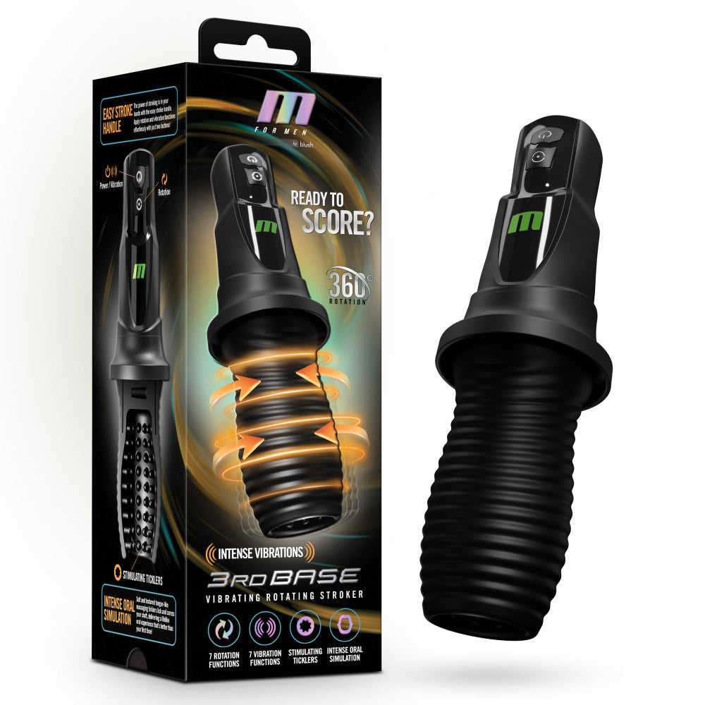 Blush Novelties M For Men 3rd Base USB Rechargeable Vibrating & Rotating Auto Stroker Blush Novelties Main image