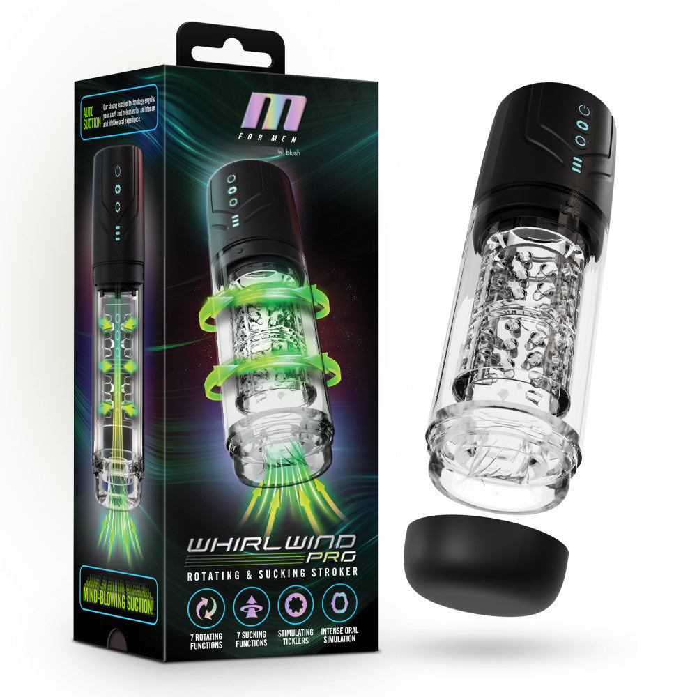 Blush Novelties M For Men Whirlwind Pro USB Rechargeable Rotating & Sucking Auto Stroker Blush Novelties