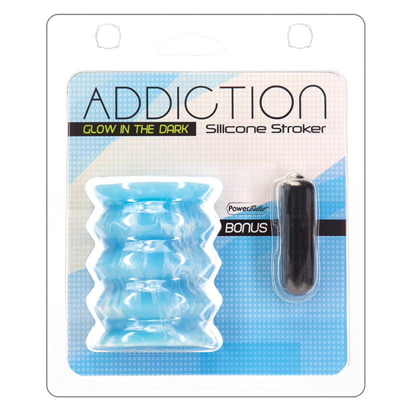 BMS Addiction Silicone Stroker Glow In The Dark Blue