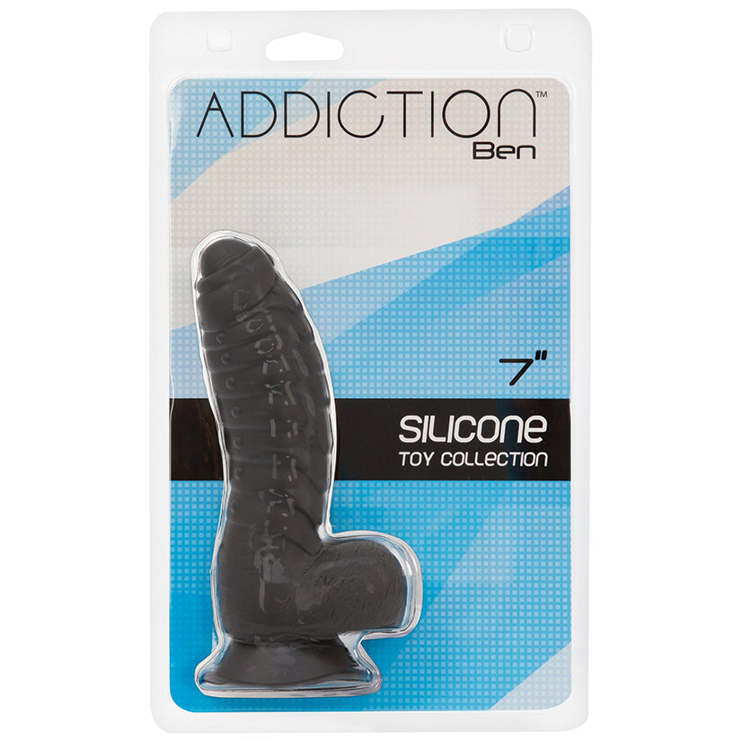 BMS Addiction Ben Realistic Dildo With Balls & Suction Cup Base Black 7 Inch Main image