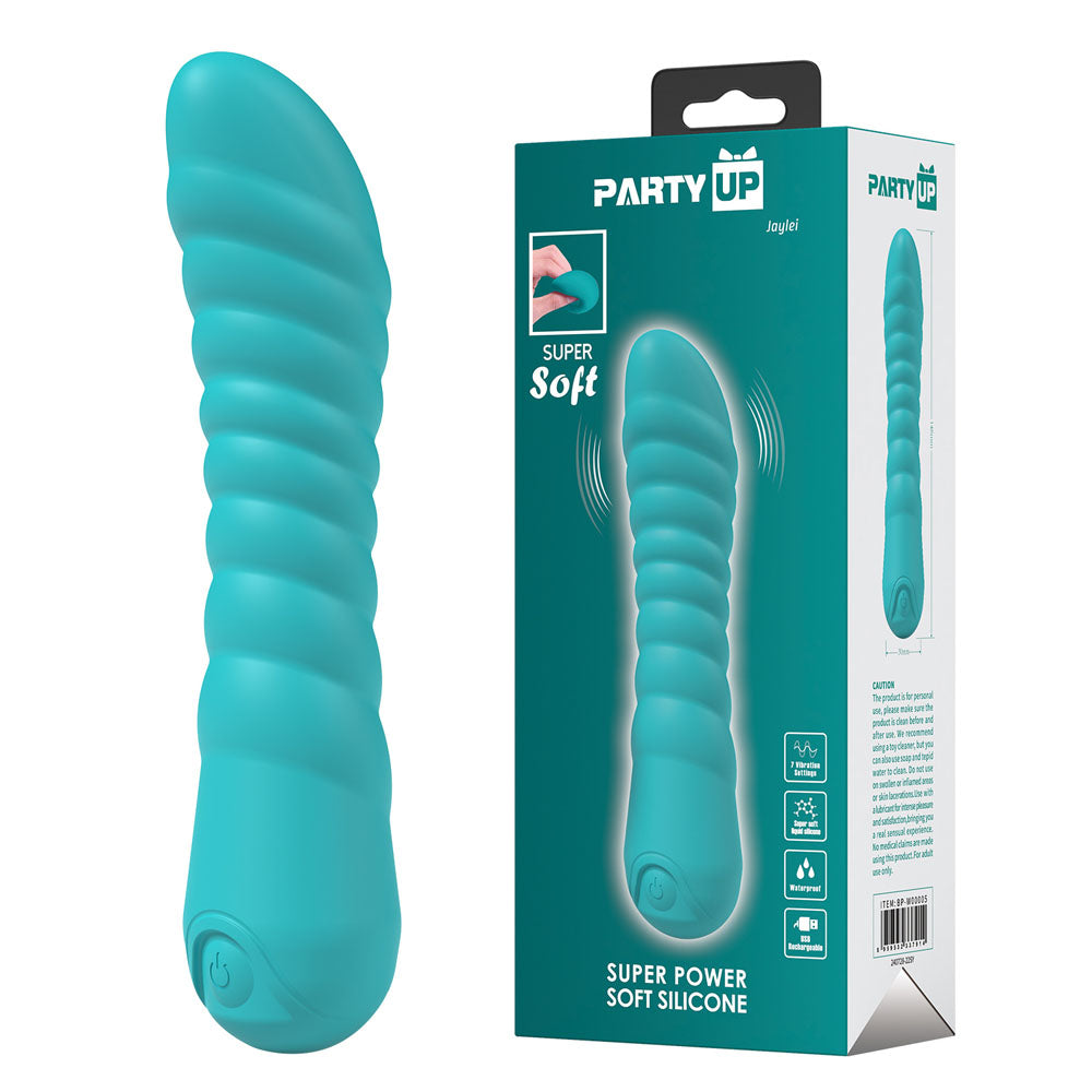 Party Up JAYLEI USB Rechargeable Vibrator 14.6cm Teal