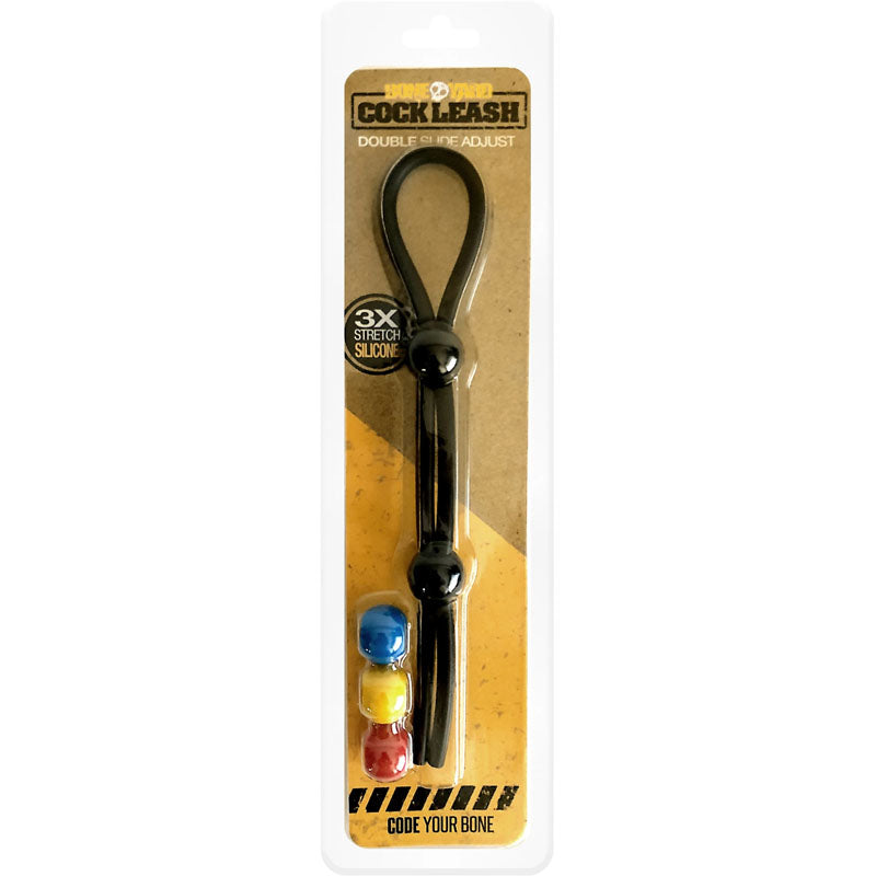 C1 Releasing Boneyard Cock Leash Double Adjustable Lasso Cock Ring Black Main image