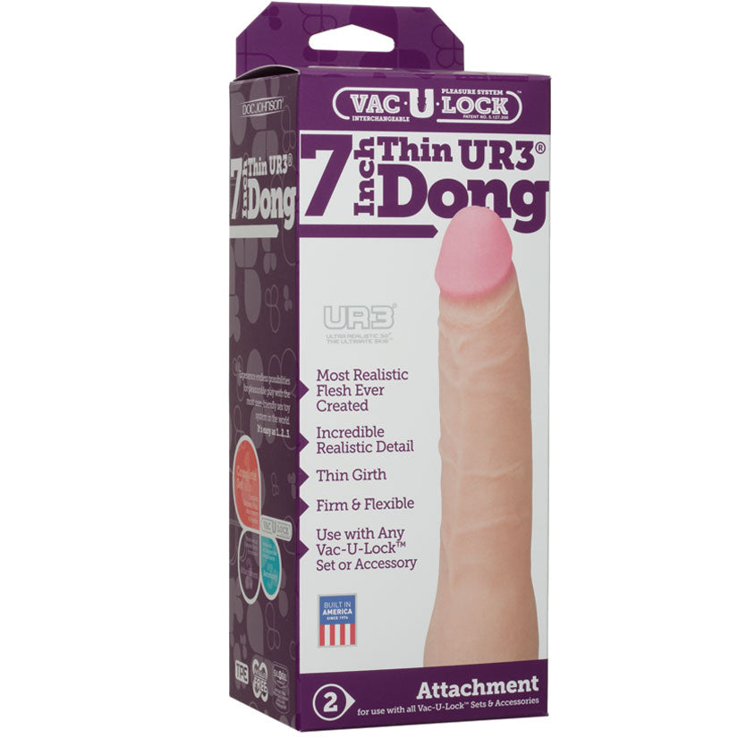Doc Johnson Vac U Lock UR3 Thin Vac U Lock Harness Compatible Dong 7 Inch White Main image