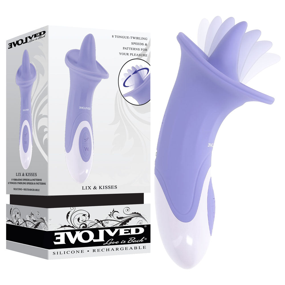 Evolved LIX & KISSES USB Rechargeable Flicking Tongue Stimulator 18.7cm Evolved