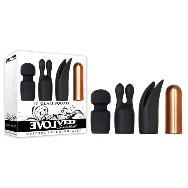 Evolved Glam Squad Rechargeable Bullet Vibrator With 3 Interchangeable Sleeves Copper Evolved Main image
