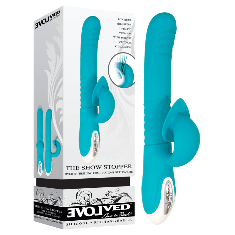 Evolved The Show Stopper USB Rechargeable Thrusting Rabbit Vibrator 23.5cm Evolved Main image
