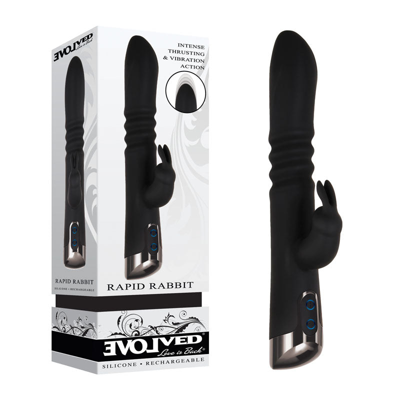 Evolved Rapid Rabbit USB Rechargeable Thrusting Rabbit Vibrator 25.4cm Evolved