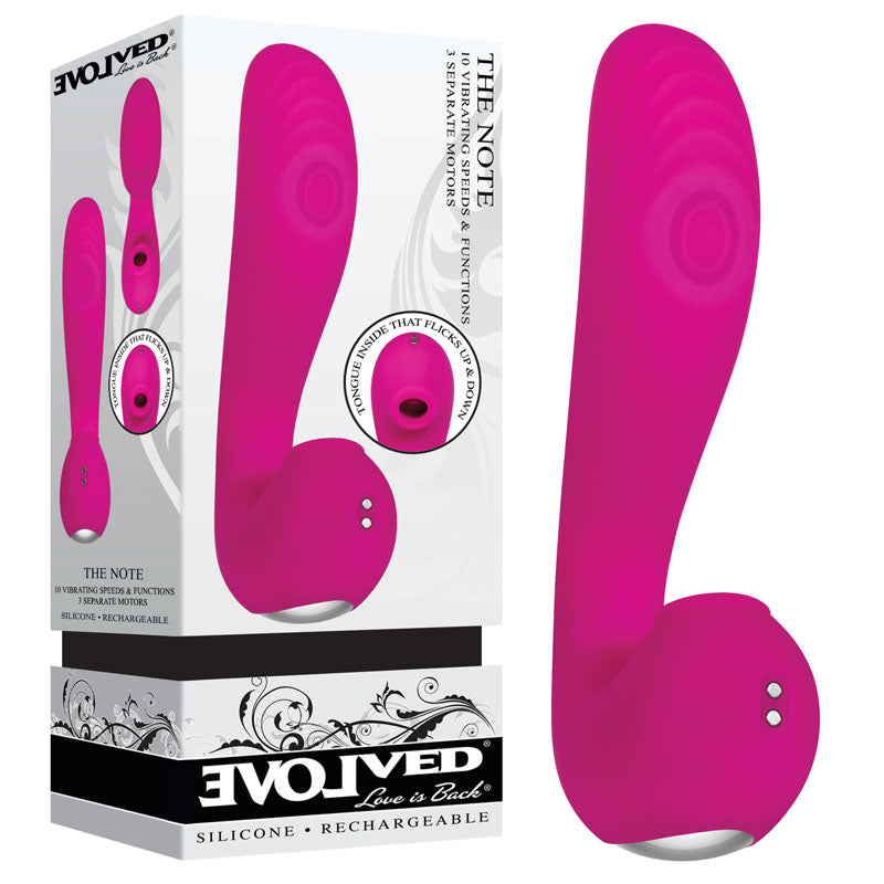 Evolved The Note USB Rechargeable Vibrator With Flicking Clit Stim 16.3cm Evolved Main image