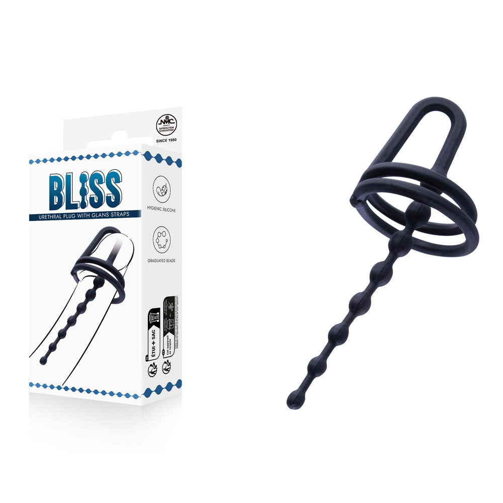 Excellent Power Bliss Urethral Plug With Glans Ring Black Excellent Power