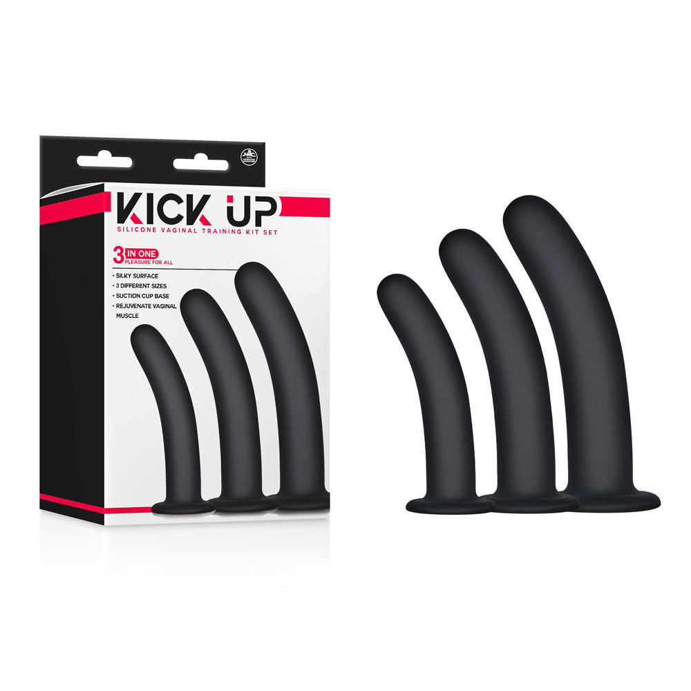 Excellent Power Kick Up Silicone Vaginal Training Kit Vaginal Dilators Set of 3 Sizes Black Excellent Power