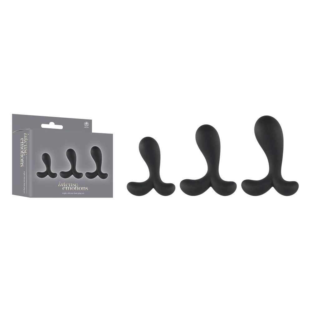 Excellent Power Intense Emotions Butt Plugs Set Of 3 Sizes Black Excellent Power Main image