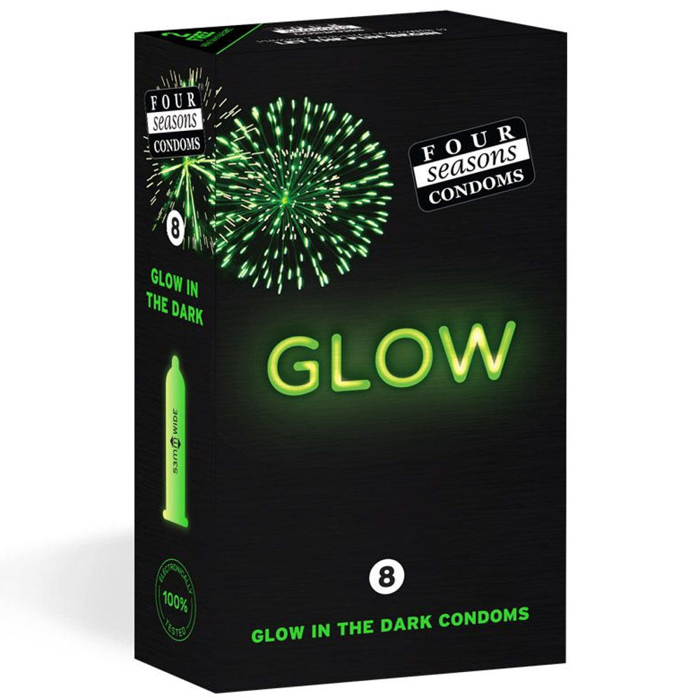 Four Seasons Glow N' Dark Condoms Glow In The Dark Lubricated Condoms 8 Pack Four Seasons Main image