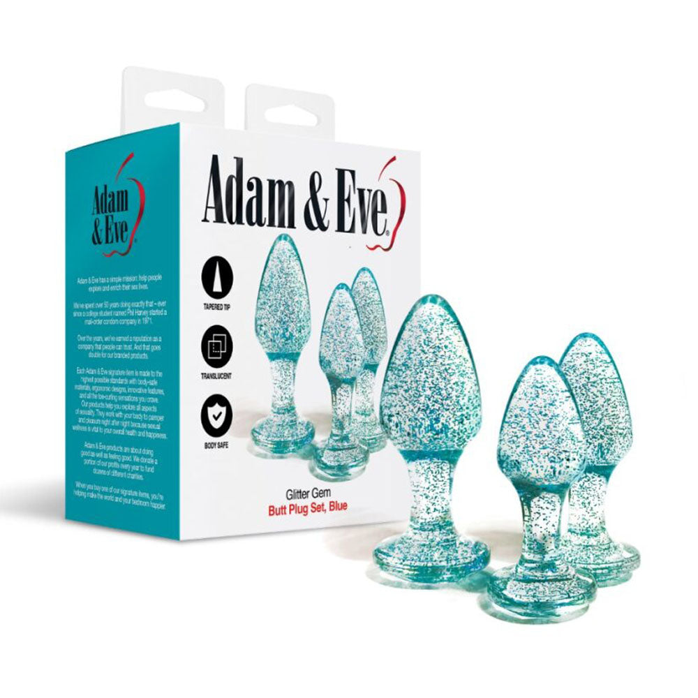 Adam & Eve Glitter Gem Butt Plugs Set Of 3 Sizes Adam & Eve Main image