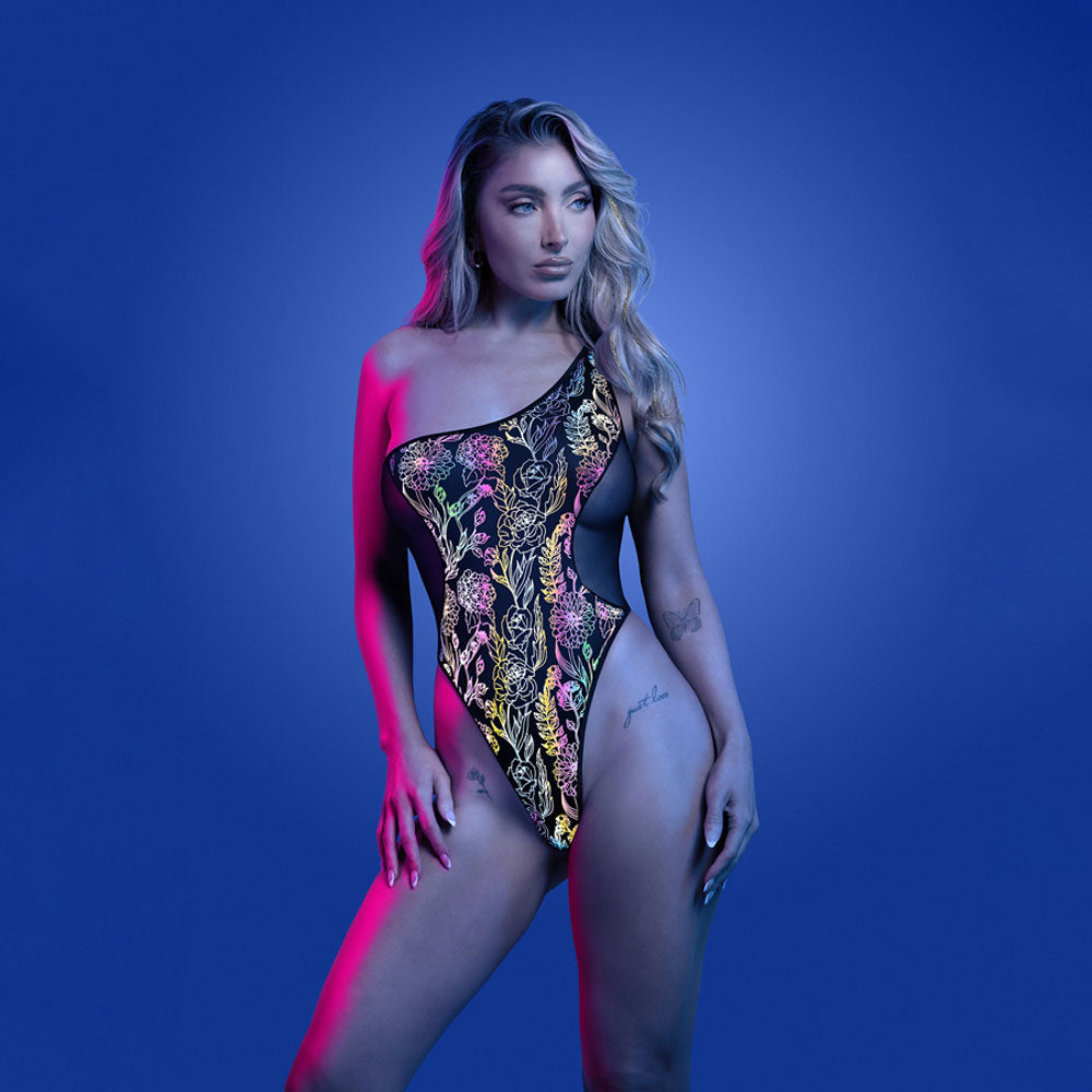 Fantasy Lingerie GLOW Luminescent Flash Reflective Teddy Black Fantasy Lingerie Main image