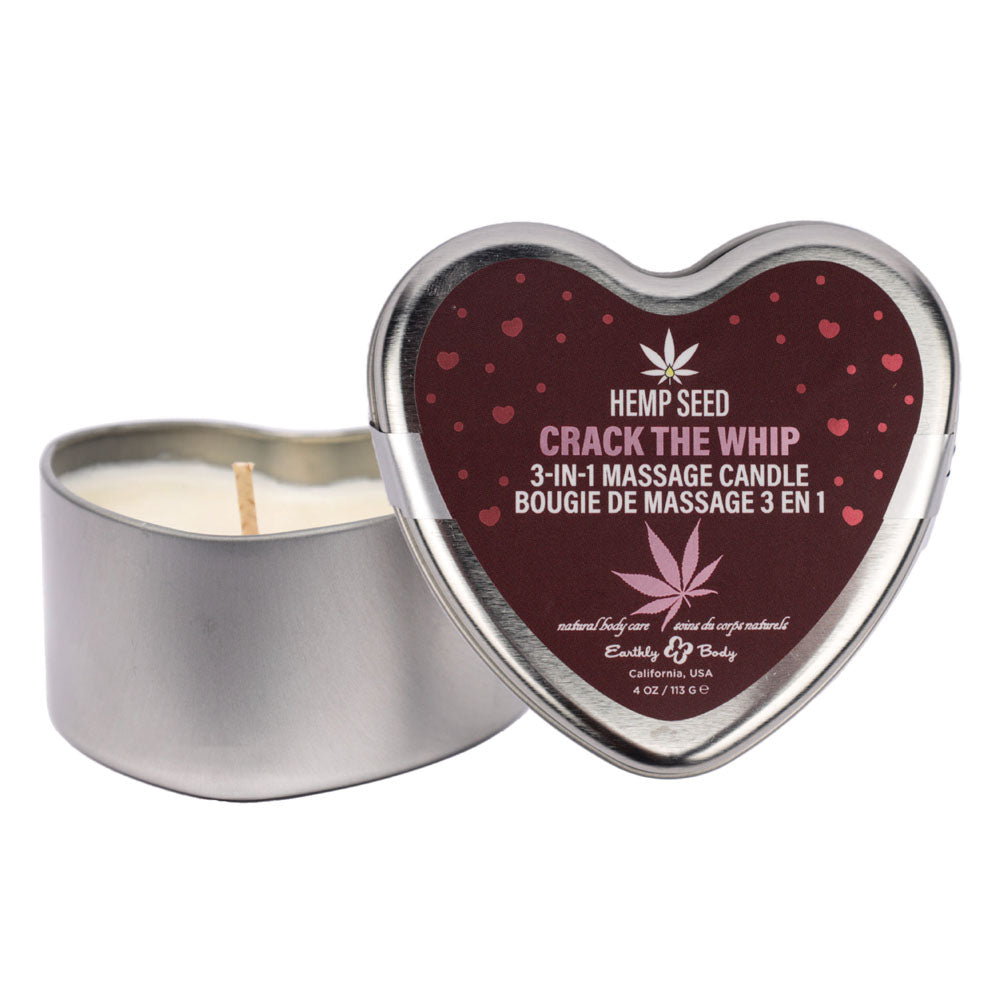 Earthly Body EB Hemp Seed 3 In 1 Massage Heart Candle 113g Earthly Body Main image