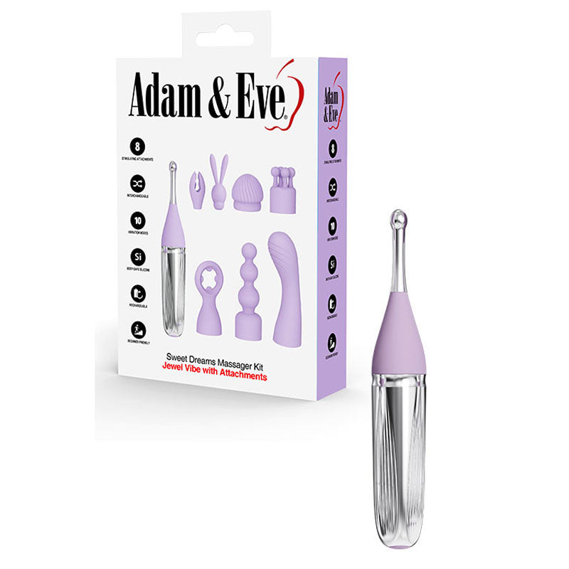 Adam & Eve SWEET DREAMS MASSAGER KIT USB Rechargeable Point Stimulator With 8 Interchangeable Tips Adam & Eve Main image