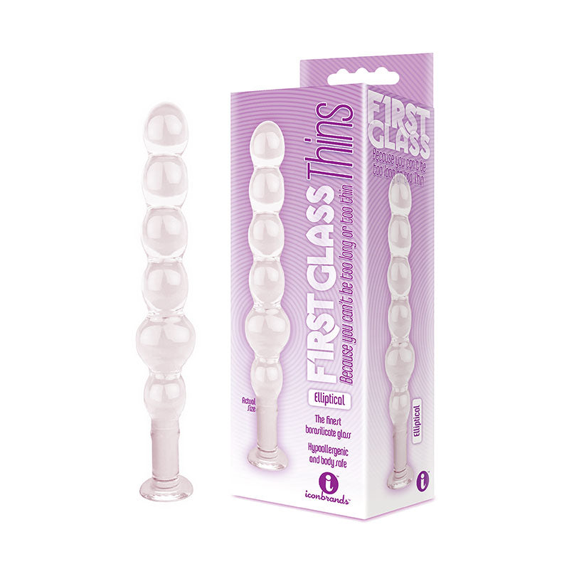 Icon Brands The 9s Glass First Thins Elliptical Glass Anal Beads 17.8cm Icon Brands