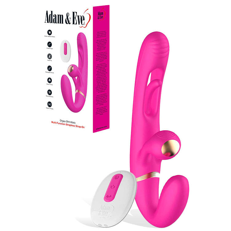 Adam & Eve ORGAZ-OHH-MATIC - Pink 23.5 cm USB Rechargeable Strapless Strap-On with Remote Adam & Eve Main image