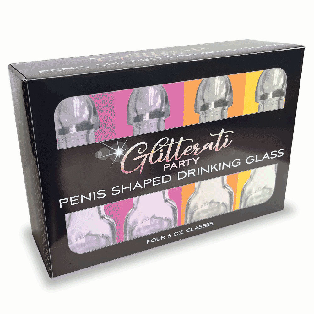 Little Genie Glitterati Penis Drinking Glass Pack 6 Oz 4 Pack Little Genie Main image
