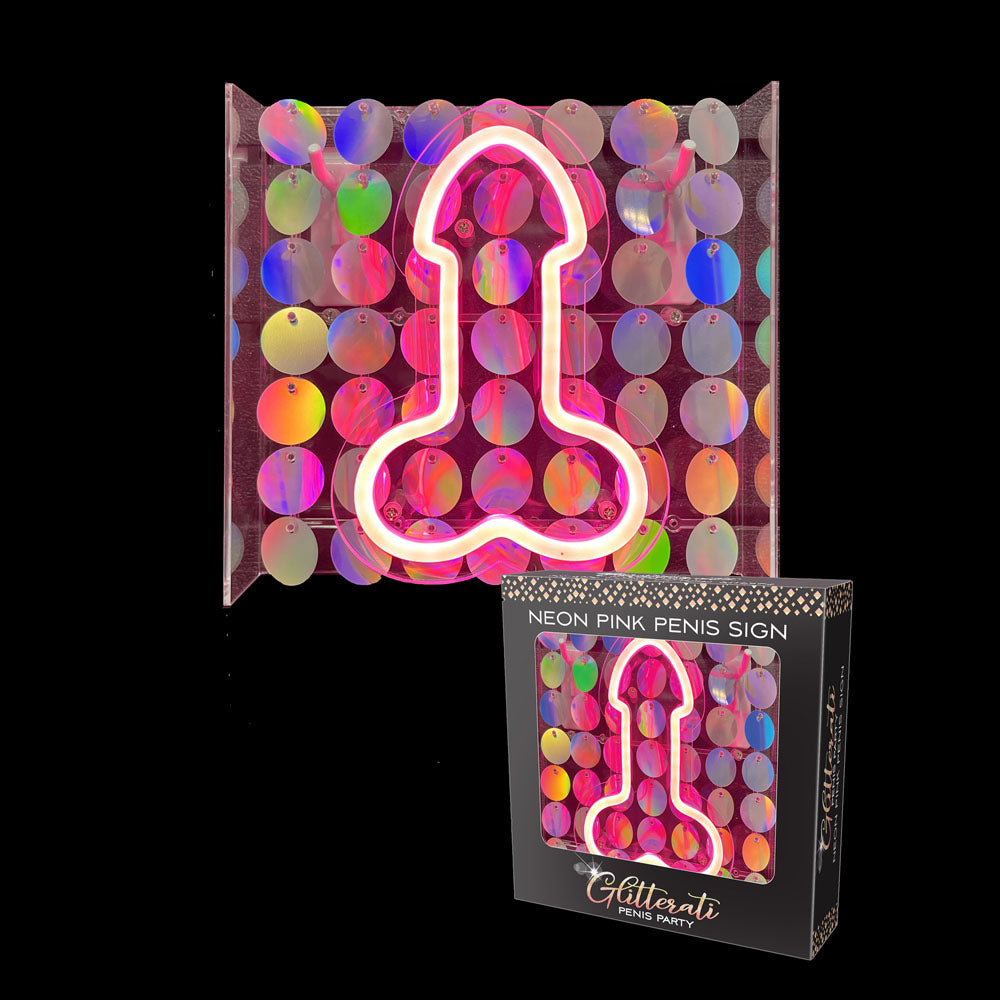 Little Genie Glitterati Neon Pink Penis Sign Little Genie