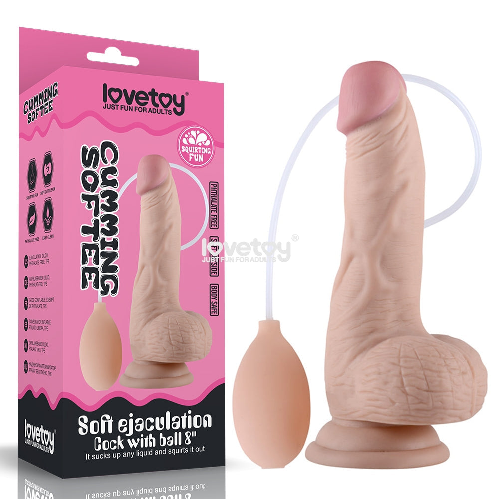Lovetoy Cumming Softee Soft Ejaculation Cock With Balls Squirting Dong 8 Inch Flesh Lovetoy Main image