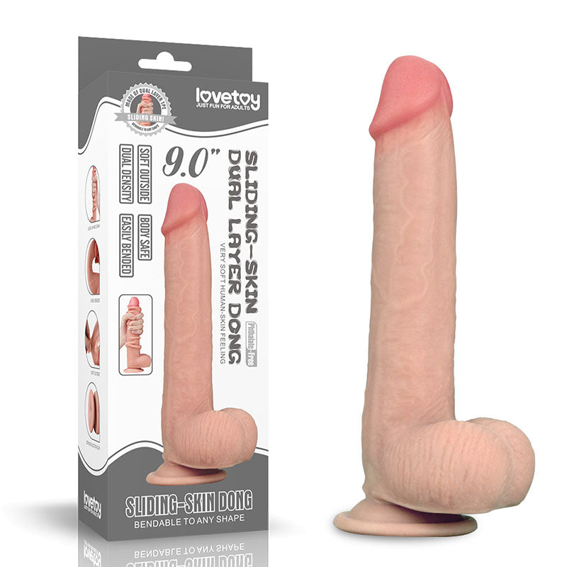 Lovetoy Sliding Skin Dual Layer Dong With Flexible Skin 9 Inch Lovetoy