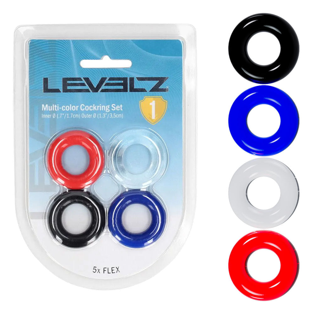 Shots Toys LEVELZ Multicolour Cock Ring Set 4 Pack Shots Toys Main image