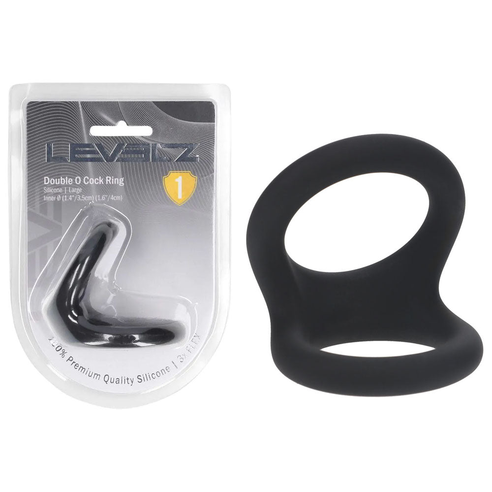 Shots Toys LEVELZ Double O Silicone Cock & Ball Ring Large Black Shots Toys Main image