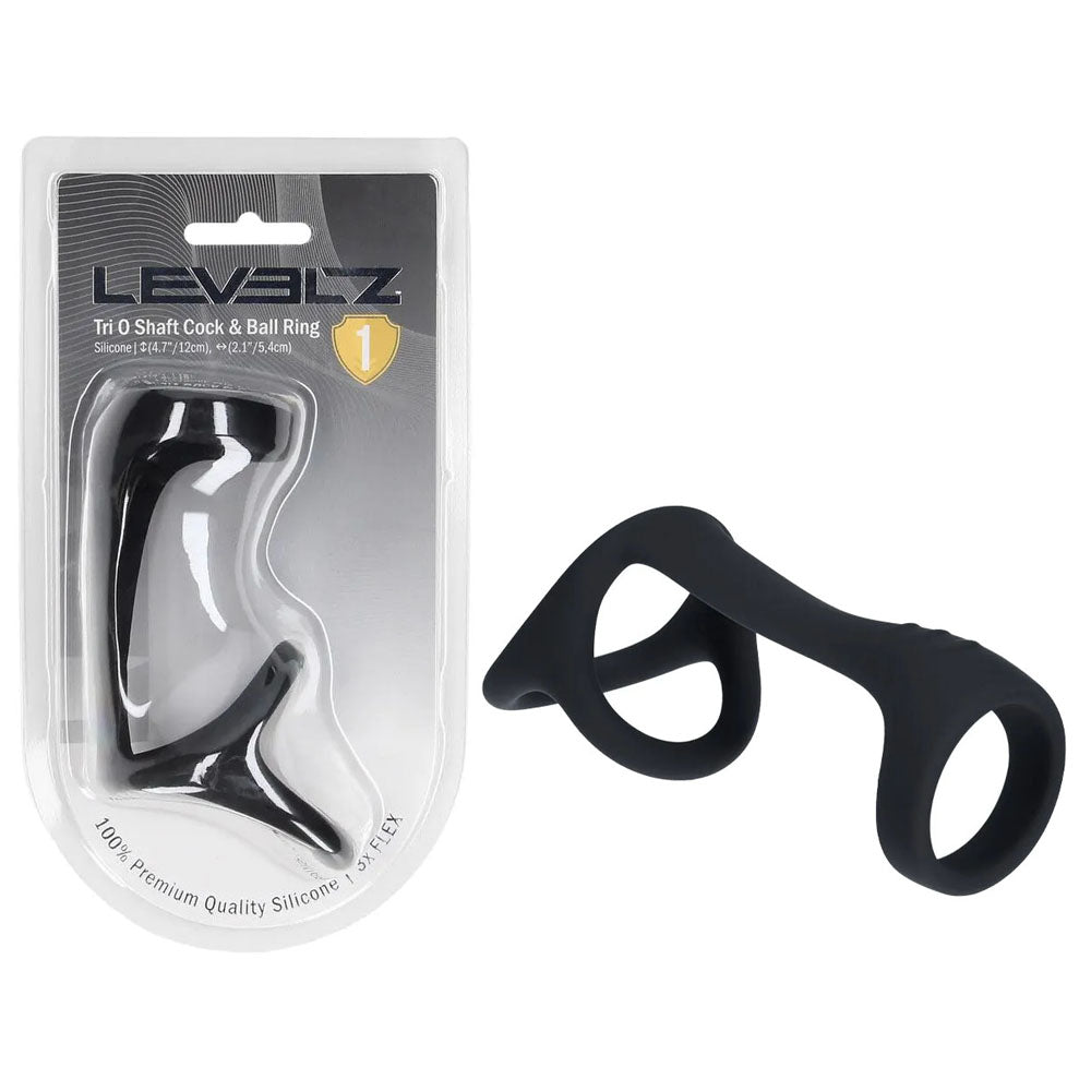 Shots Toys LEVELZ Tri O Silicone Shaft Cock & Ball Ring Black Shots Toys Main image