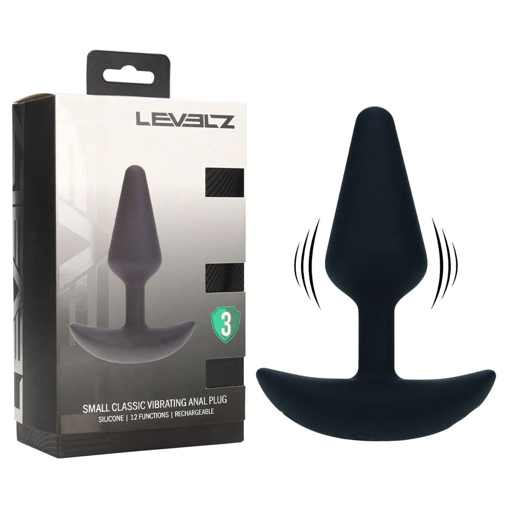 Shots Toys LEVELZ Classic USB Rechargeable Vibrating Silicone Anal Plug Small Black Shots Toys Main image