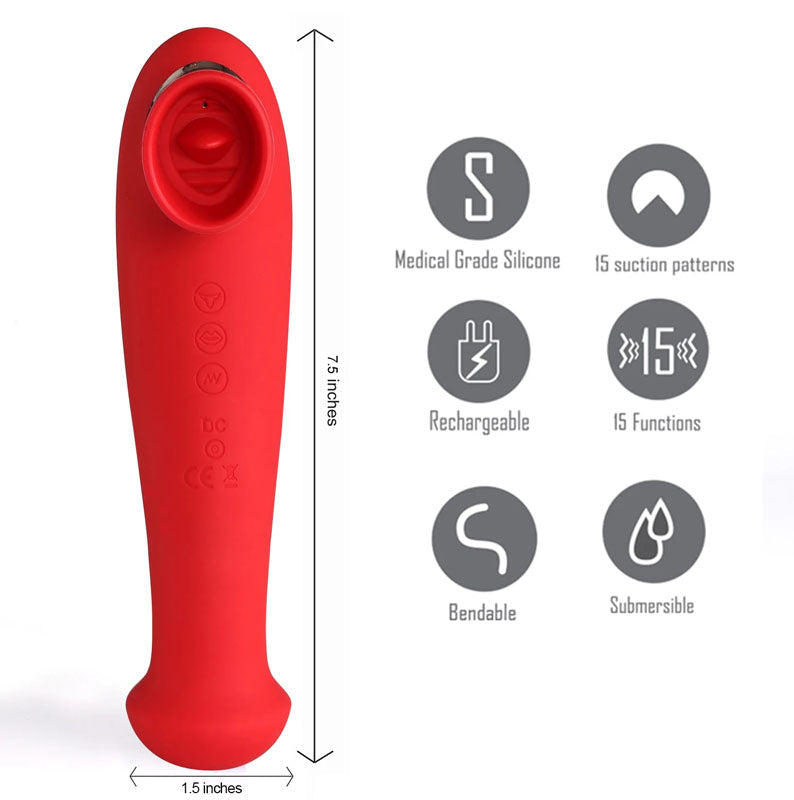 Maia Destiny USB Rechargeable Suction Fluttering Tongue Vibrator Wand Maia Toys Main image