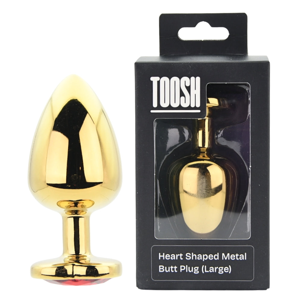 Toosh Heart Shaped Gold Butt Plug With Red Stone Main image