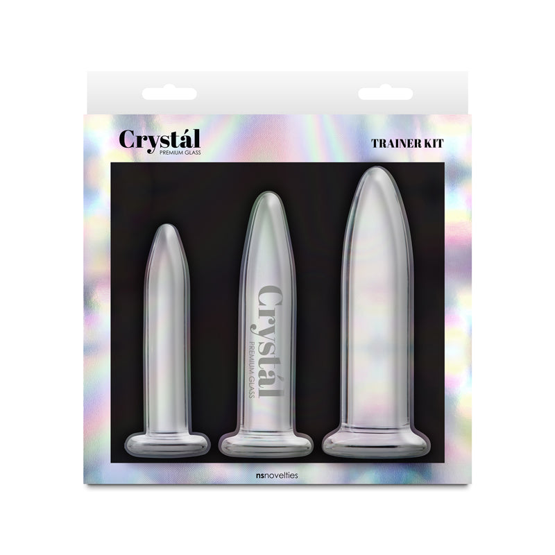 NS Novelties Crystal Trainer Kit Glass Anal Plugs Set of 3 Sizes Clear NS Novelties Main image