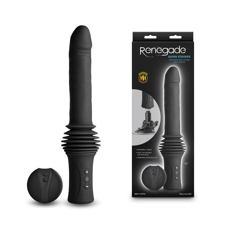 NS Novelties Renegade Super Stroker USB Rechargeable Thrusting Vibrator With Remote Control & Stand 36.8cm NS Novelties Main image