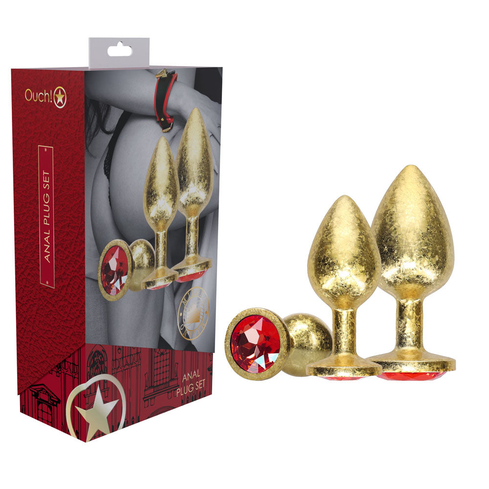 Shots Toys OUCH! Milan Collection Metal Anal Plug Set With Gem Bases Set Of 3 Sizes Shots Toys Main image