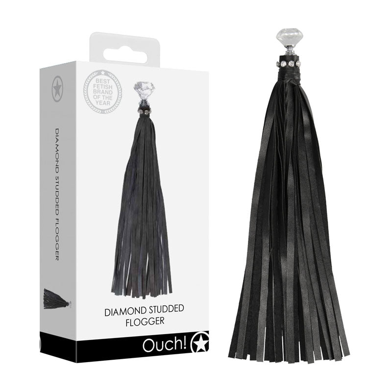 OUCH! Diamond Studded Whip Whip Black Shots Toys