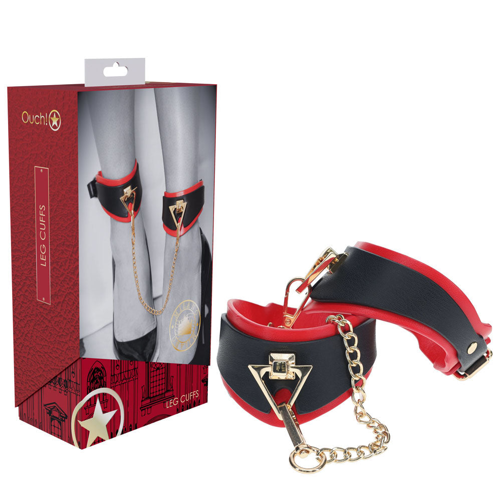 OUCH! Milan Collection Leg Cuffs Restraints Black / Red Shots Toys Main image