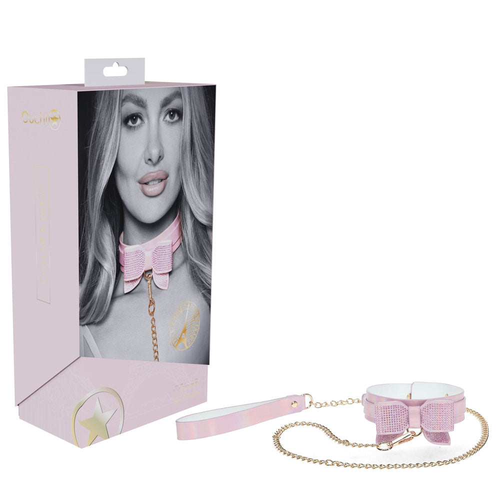 OUCH! Paris Collection Collar With Leash Restraint Pink Shots Toys Main image