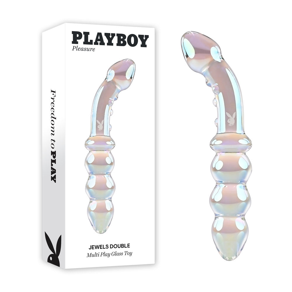 Playboy Pleasure JEWELS DOUBLE Glass Double Ended Dildo 17.1cm Clear Playboy Pleasure Main image