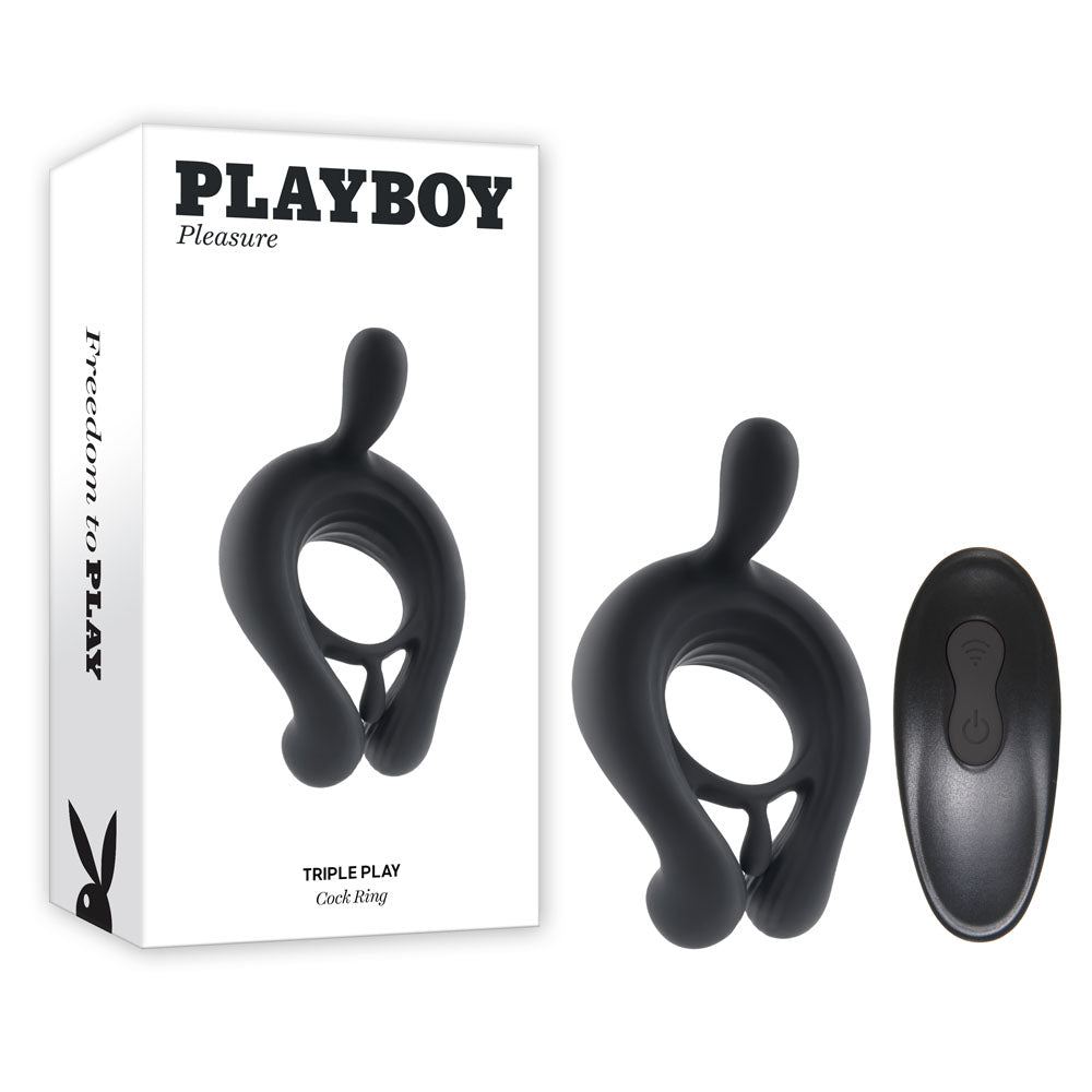 Playboy Pleasure TRIPLE PLAY USB Rechargeable Cock Ring With Wireless Remote Black Playboy Pleasure Main image