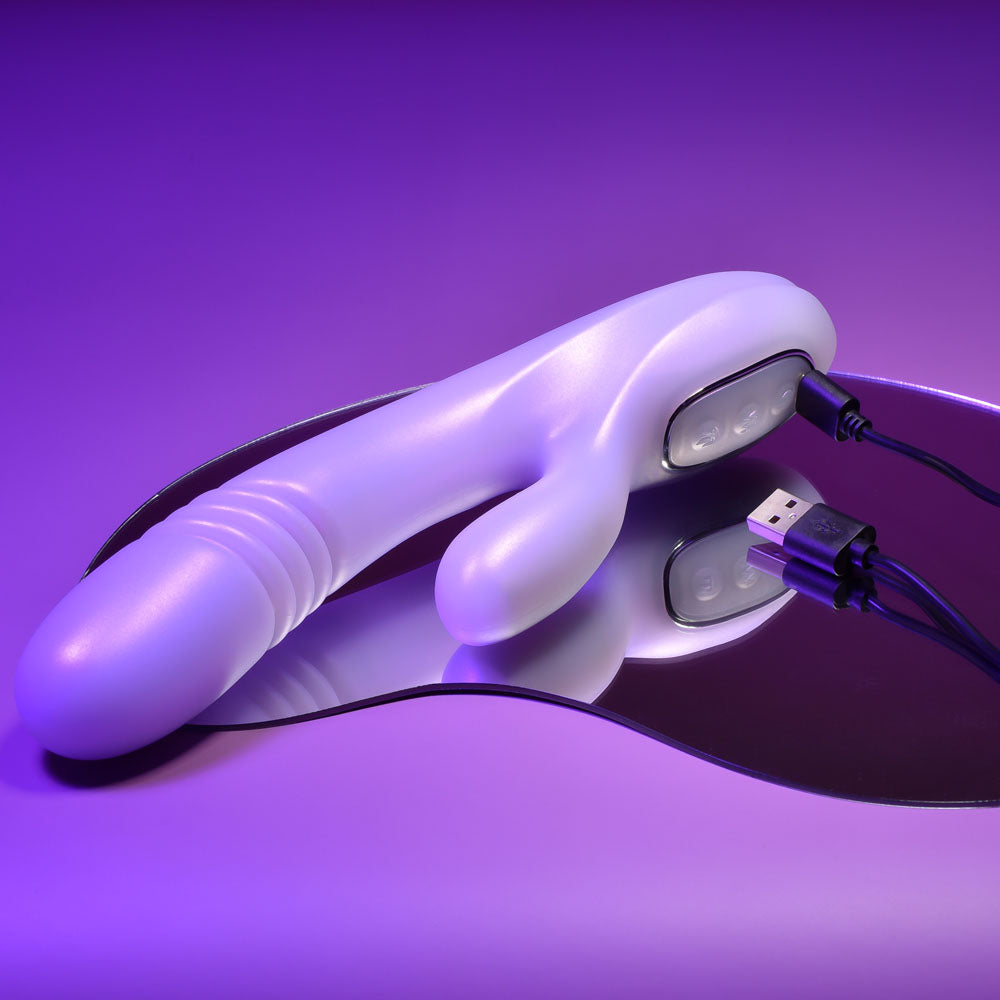 Playboy Pleasure BUMPING BUNNY USB Rechargeable Thrusting & Warming Rabbit Vibrator 22.9cm Playboy Pleasure