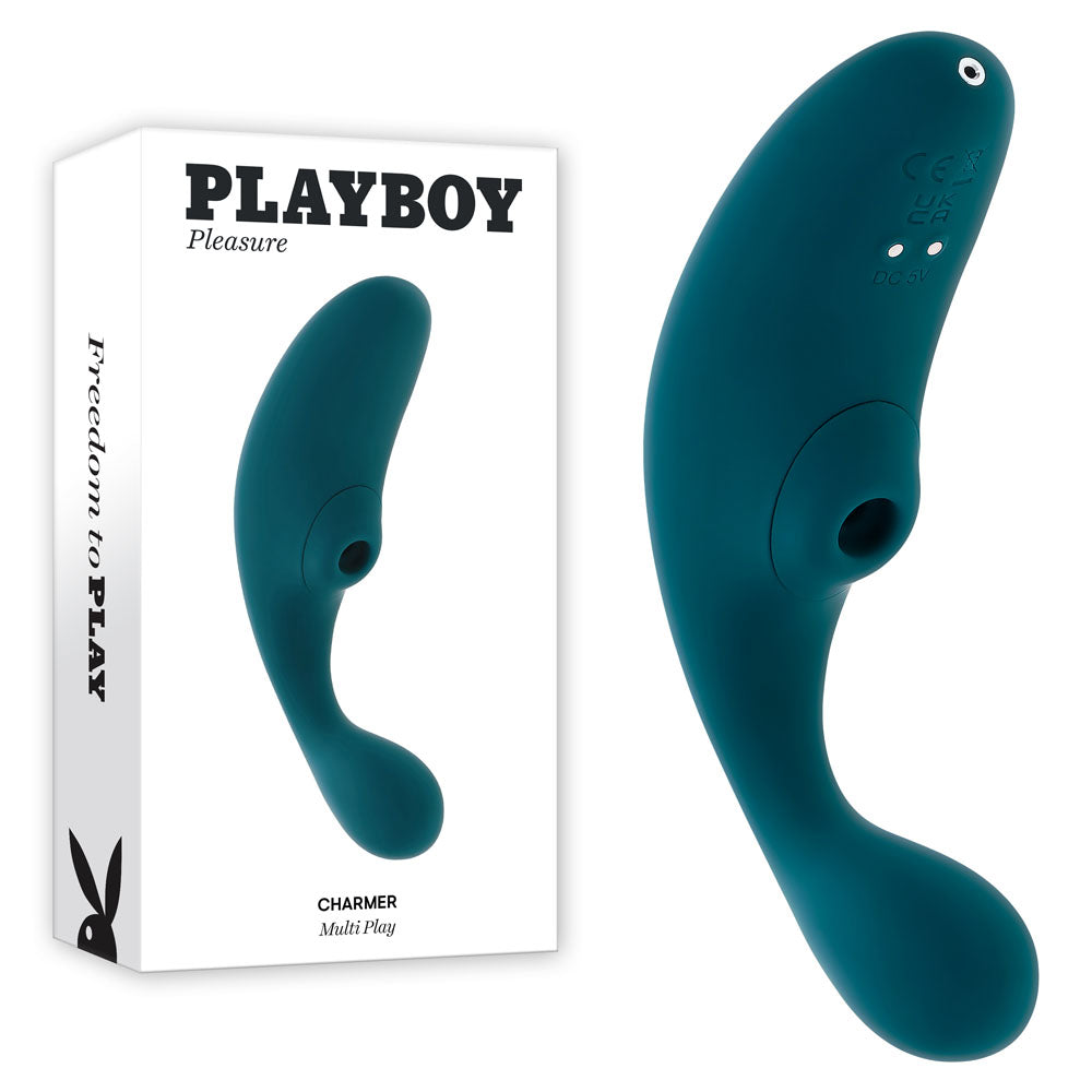 Playboy Pleasure CHARMER USB Rechargeable Vibrator With Clitoral Suction Playboy Pleasure Main image