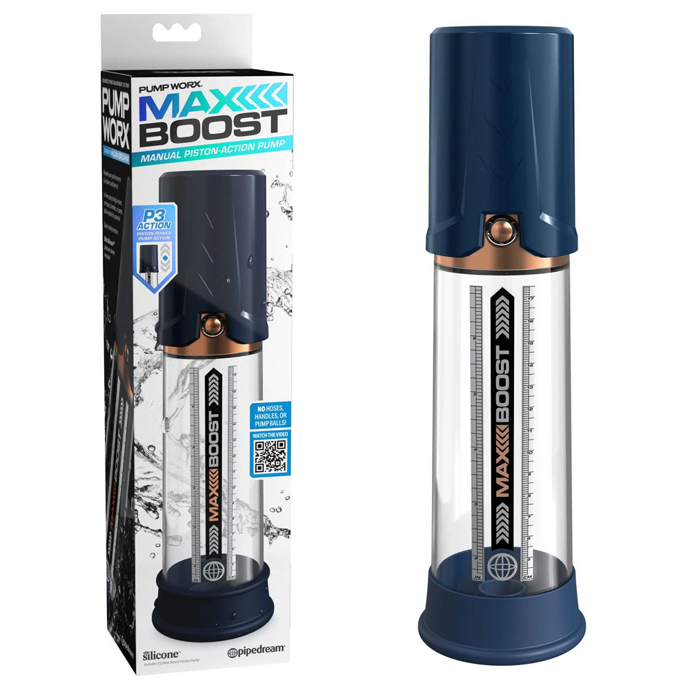 Pipedream Pump Worx Max Boost Penis Pump Blue Pipedream