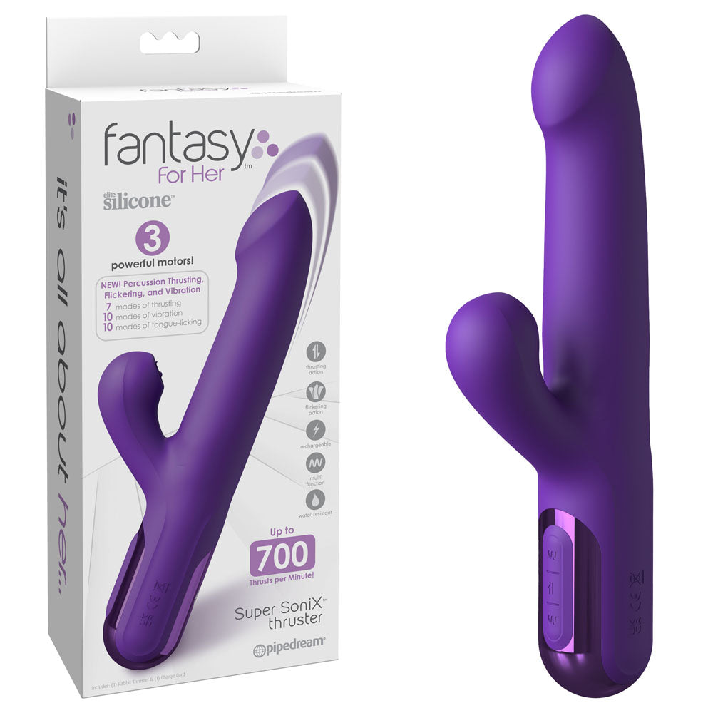 Fantasy For Her Super SoniX Thruster USB Rechargeable Thrusting Rabbit Vibrator Pipedream Main image