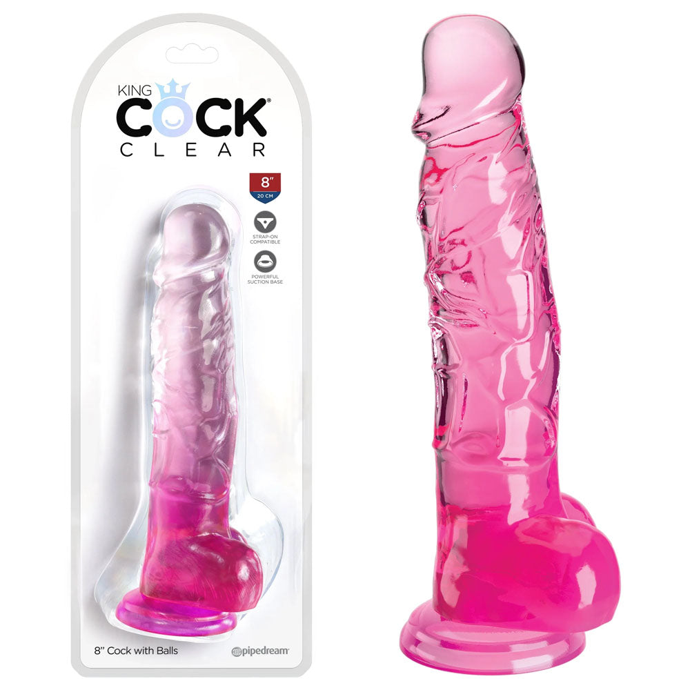 Pipedream King Cock Clear Cock With Balls Dong 8 Inch Pipedream